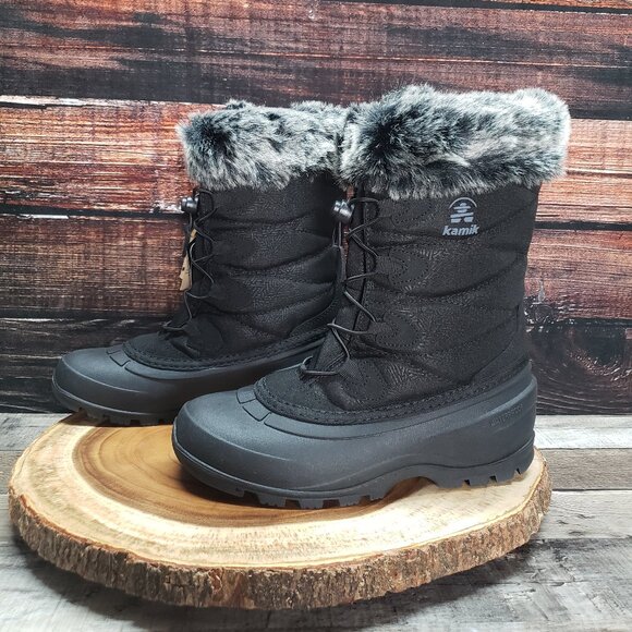 NWT Kamik Snow Boots Size 7 Momentum Waterproof Insulated Outdoor Black Vegan - Picture 3 of 11